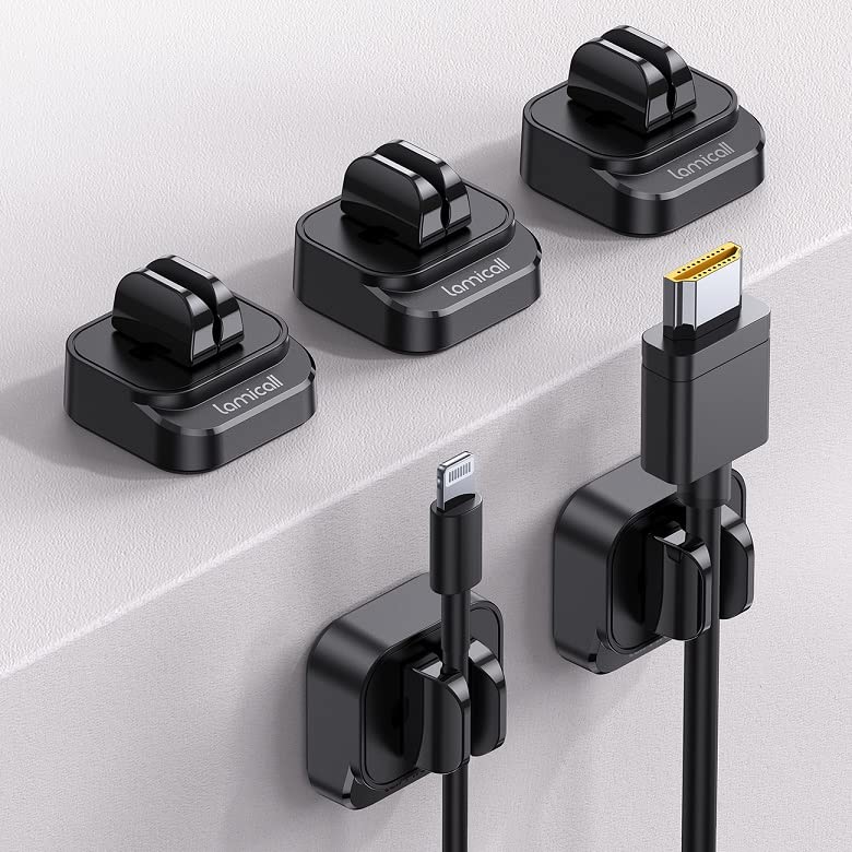  [AUSTRALIA] - 5Pack Cable Spring Holder Clips, Cord Organizer for Desk - Lamicall Adjustable Cord Clip, Wire Holder Organizer, Phone USB Charger Cable Holder, Wire Cord Management for Wall Car Desktop Nightstand