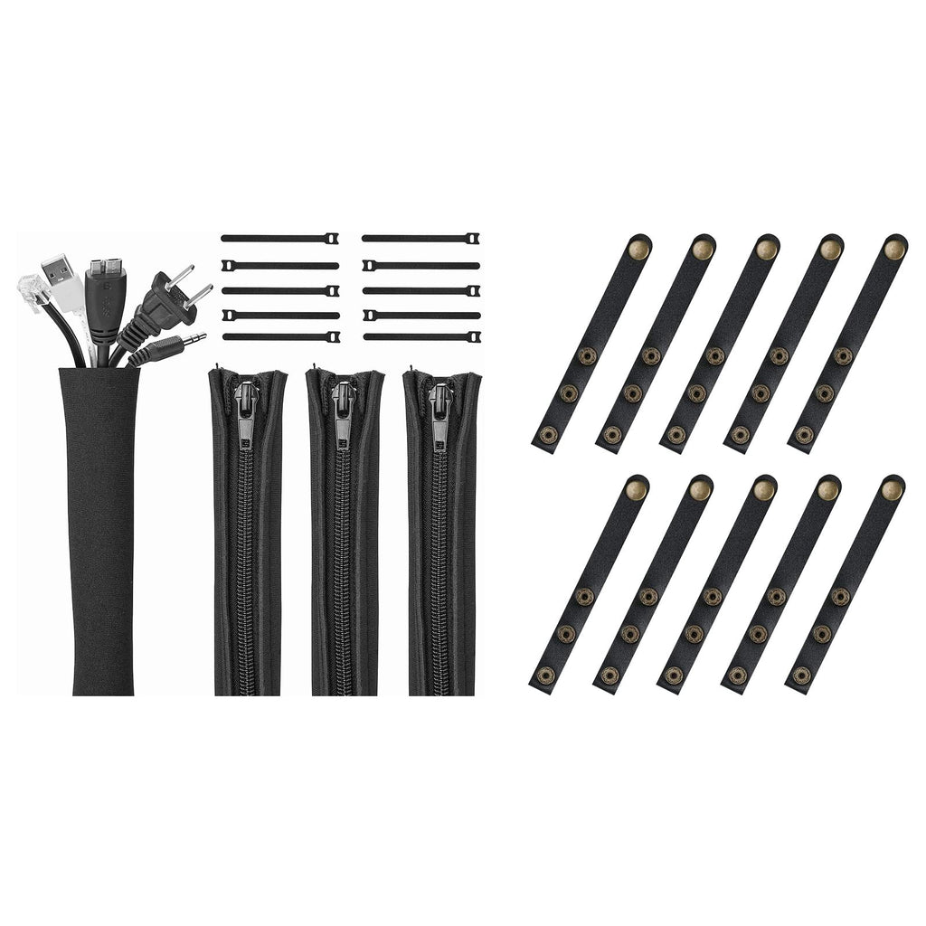  [AUSTRALIA] - JOTO 4 Pack Cable Management Sleeve + 10 Pieces Cable Ties Bundle with ProCase 10 Pieces Cable Ties