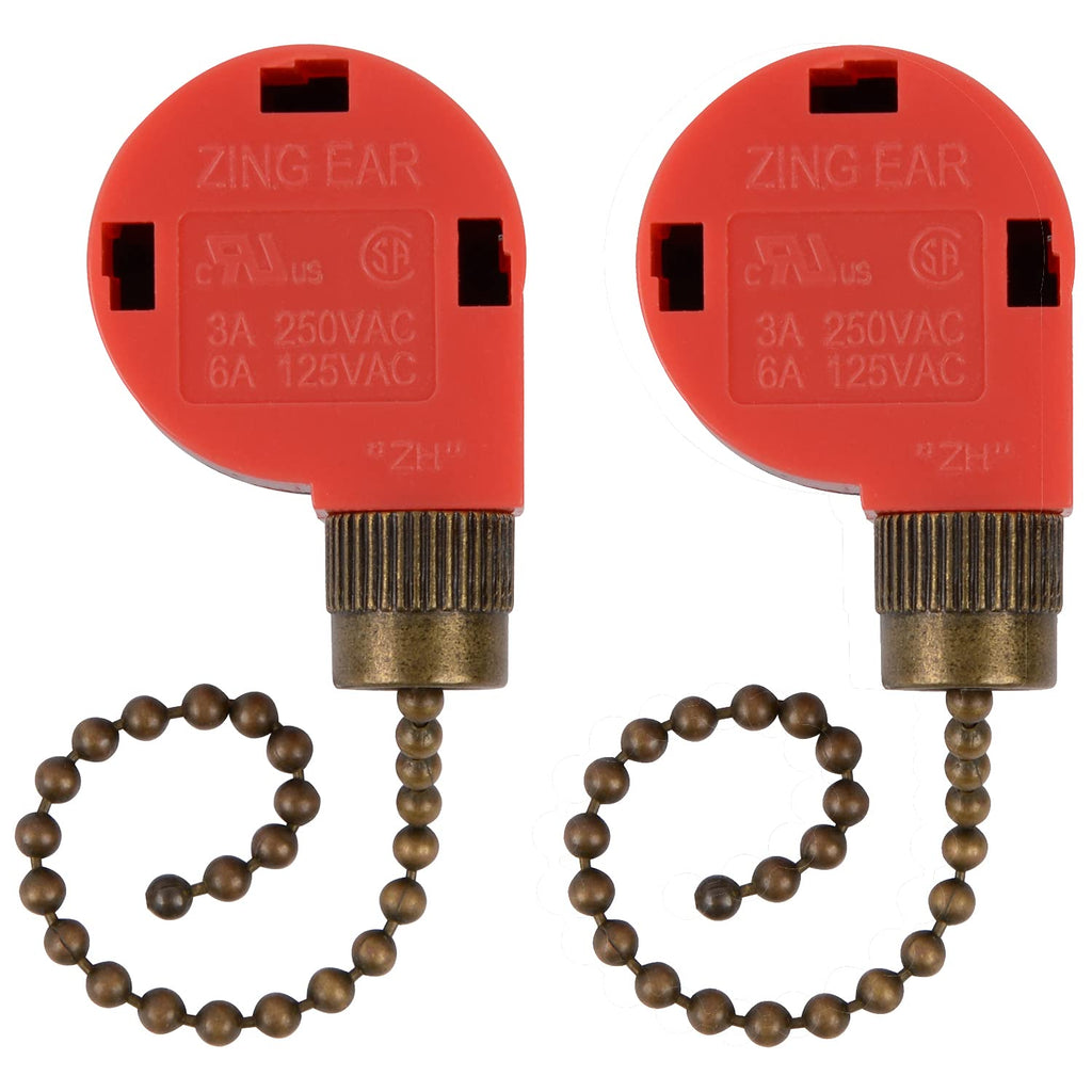  [AUSTRALIA] - Ceiling Fan ZE 268s1 3 Speed 4 Wire Pull Chain Switch Control Replacement For Hunter Ceiling Fan Switch (Bronze) 2PCS Bronze