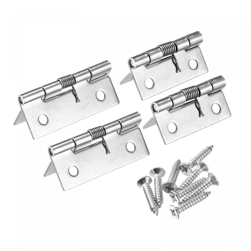  [AUSTRALIA] - uxcell Spring Loaded Hinges, 1.5" 2" 304 Stainless Steel Self Closing Hinge for Cabinet 1set