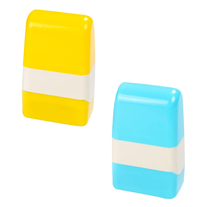  [AUSTRALIA] - 2PCS Identity Protection Roller Stamps, Identity Theft Prevention Stamps, Wide Rolling Security Stamps for Privacy Protection-Confidential ID Address Blockers (Blue, Yellow)