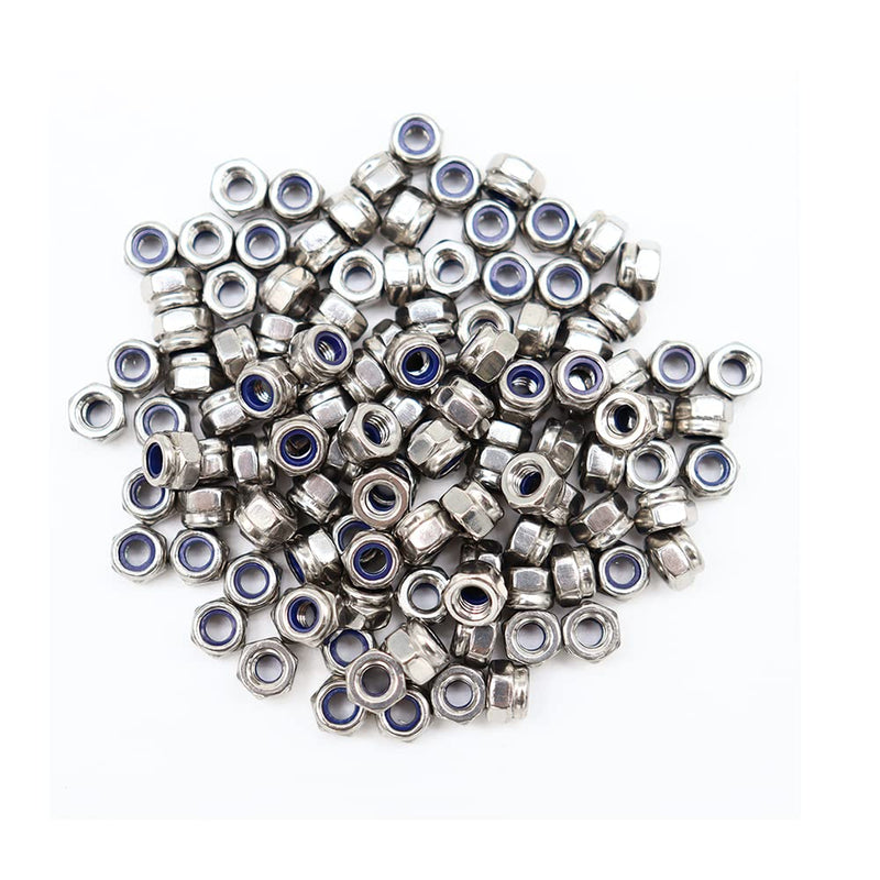  [AUSTRALIA] - M3x0.5mm Nylon Insert Hex Lock Nuts 150 Pack 304 Stainless Steel DIN985 Self-Locking Nylon Lock Nuts Plain Finish for Industrial Construction Fasteners M3x0.5mm, 150 Pack