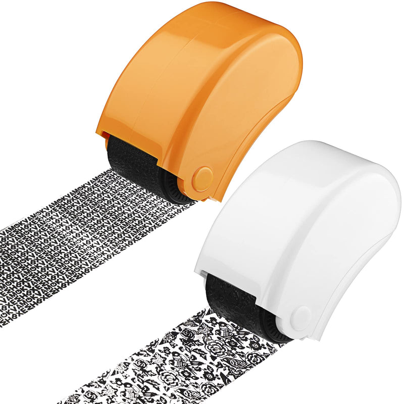  [AUSTRALIA] - 2 Pieces Identity Protection Roller Stamps Identity Prevention Theft Stamp Wide Rolling Security Stamp for Privacy Protection, ID Blockout and Address Blocker (Letter, Flower Style) Letter, Flower Style