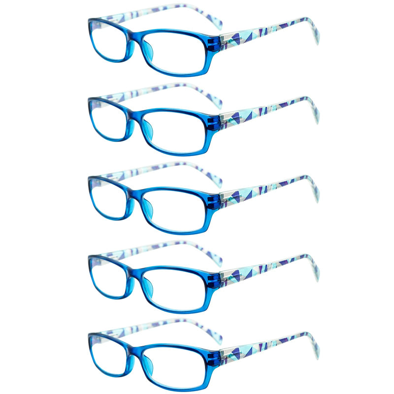  [AUSTRALIA] - VIDEBLA 5 Pack Computer Reading Glasses Men and Women Anti Eyestrain Blue Light Blocking Glasses for Reading 5 Blue 0.0 x