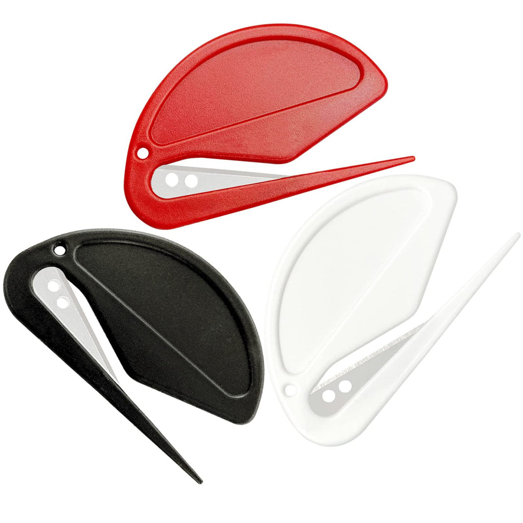  [AUSTRALIA] - 3 Pcs Letter Opener Slitter for Letter Openers with Blade for Envelope, Package, Paper Cut, Safe Mail Opener, Letter Opener Envelope Slitter, Red, Black and White