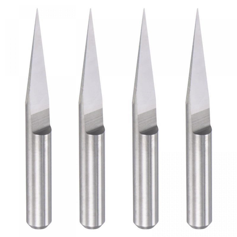  [AUSTRALIA] - uxcell Wood Engraving Router Bit, 1/8" 3.175mm Shank 0.1mm Tip 15 Degree Solid Carbide CNC 3D Milling Cutter, for Carving Acrylic PVC MDF Plastic, 4pcs