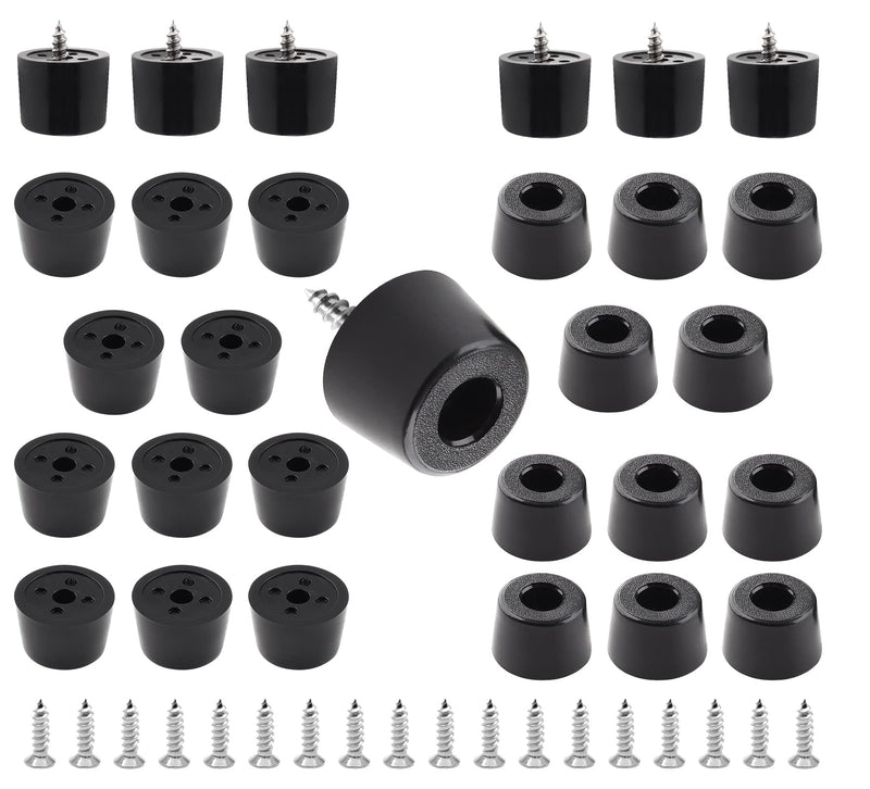  [AUSTRALIA] - Auvotuis 24Pcs Round Rubber Feet with Stainless Washers and Screws, Black Chair Bumpers Pads for Cutting Board, Table, Cabinet, Sofa (0.78x0.68x0.51Inch) 20x17x13mm