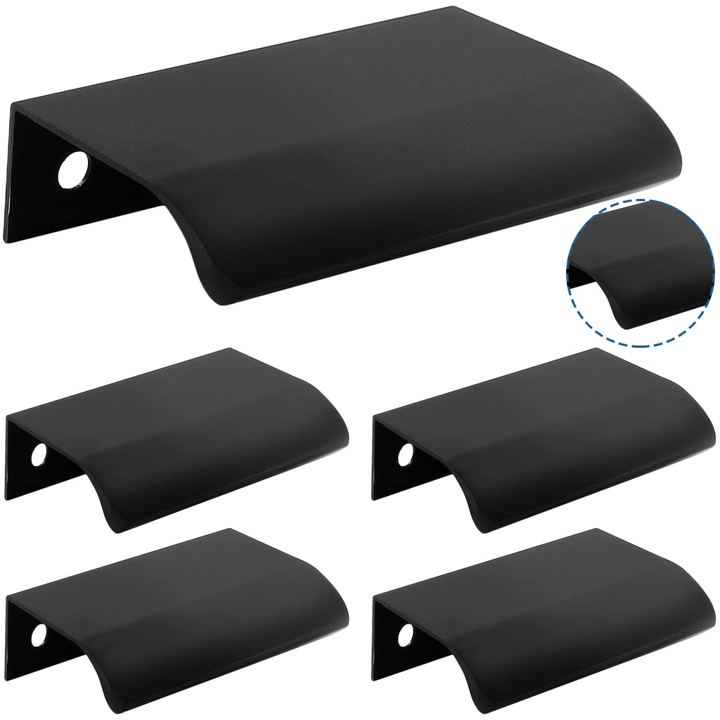  [AUSTRALIA] - Auvotuis 5Pcs Modern Finger Edge Pulls, 80mm/ 3.15inch Aluminum Hidden Tab Pull Handles Black Concealed Finger Drawer Handles for Cabinet, Kitchen, Closet, Wardrobe, Door 80mm/3.15inch (5Pcs) Matte Black