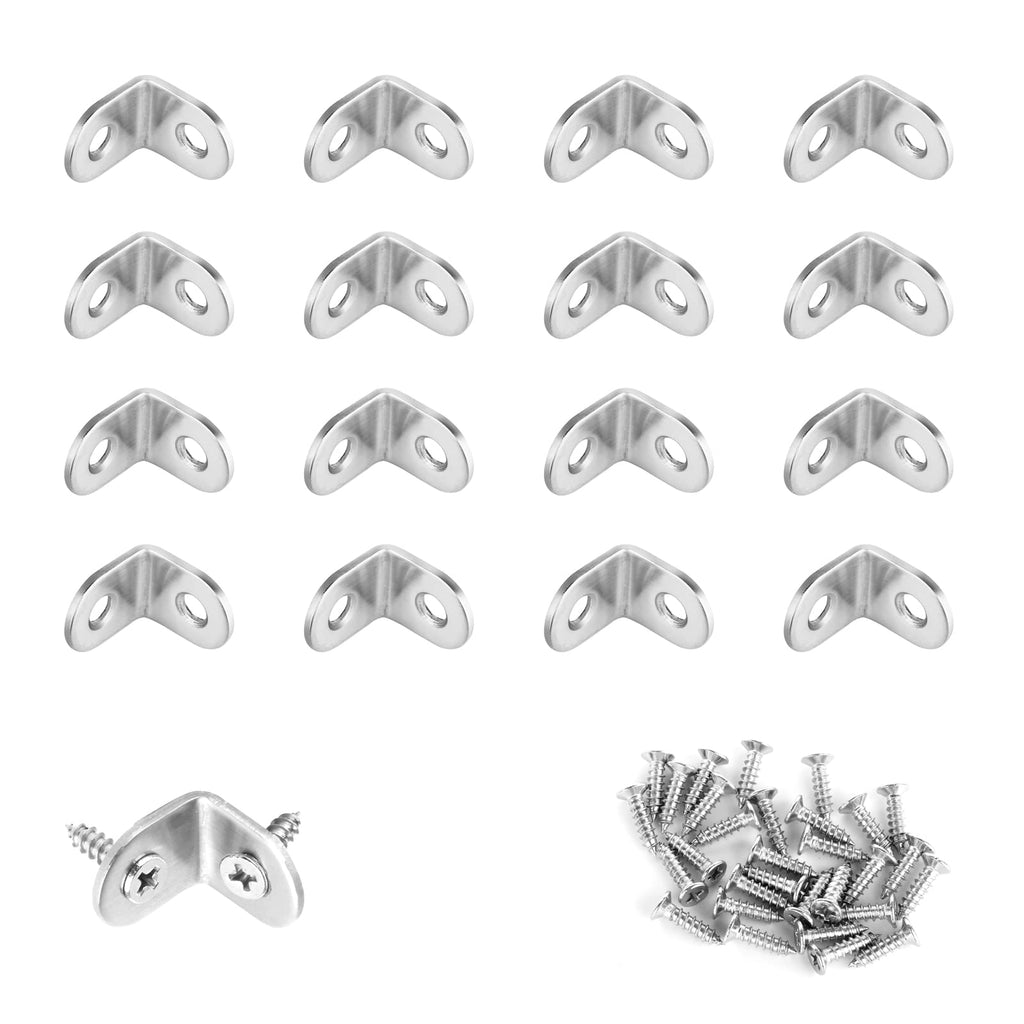  [AUSTRALIA] - L Bracket Corner Brace 16pcs Pndbnq Small Stainless Steel Corner Brackets 90 Degree Joint Angle Support Fastener with Screws for Maintain or DIY Furniture or Wall Mounted Boards at Side Connections