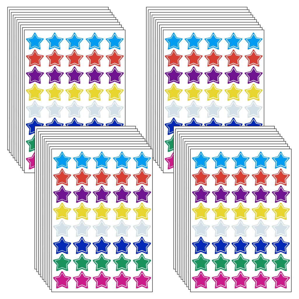  [AUSTRALIA] - 1600 Counts Teacher Incentive Stickers for Kids, Classroom Reward Stickers for Teacher Supplies, Self Adhesive Star Stickers for Home, School, DIY and Office Decoration (0.6inch)