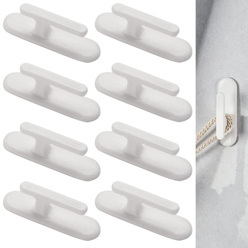  [AUSTRALIA] - 8PCS Blinds Cord Holder Safety Adhesive Curtain Cord Holder Window Blind String Hook Easy Installation Safety Blind Cord Hooks for Home Office Kindergarten Use, White