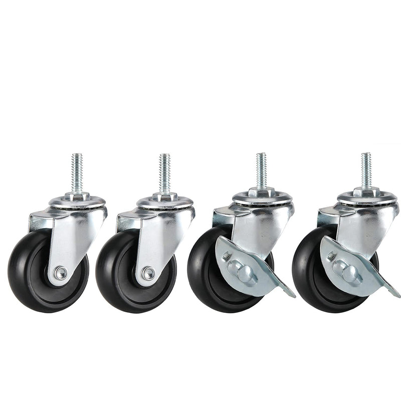  [AUSTRALIA] - Pusalxl 2 inch Shelves Caster Wheels for Wire Shelving Shelf, Stem Casters Set of 4 with Locking Brakes Fit 3/4" Post- Shelving Adapter for Wire Shelf,Stems 1/4" - 20 Casters for Wire Rack Shelf,Wheel 2" diameter