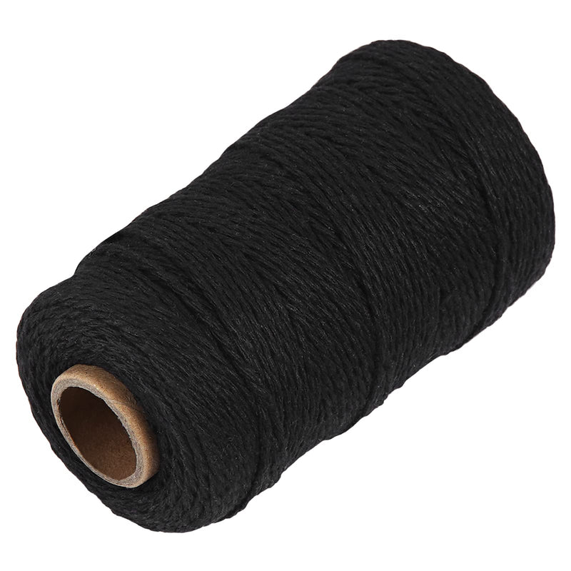  [AUSTRALIA] - Black Natural Cotton Craft String - Ohtomber 328 Feet 2MM Bakers Twine for DIY Crafts and Gift Wrapping Black