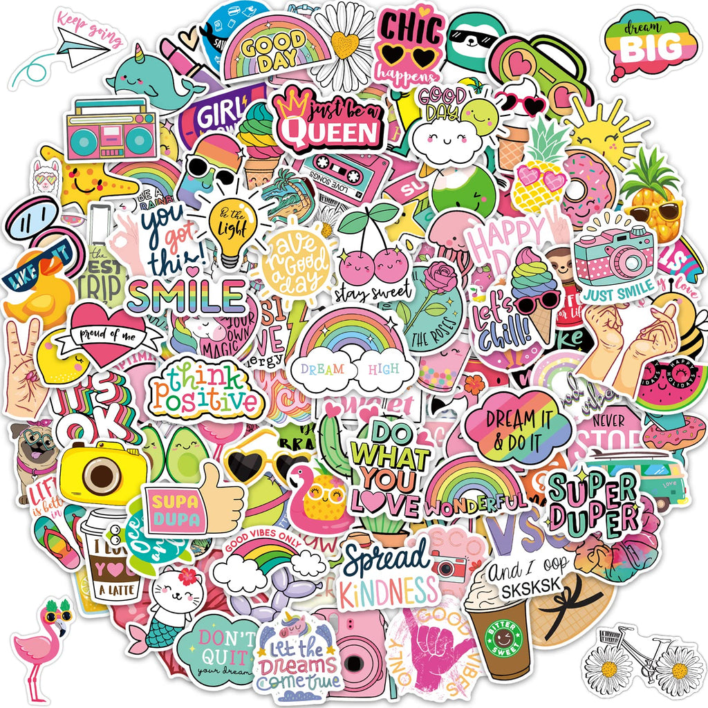  [AUSTRALIA] - 145Pcs Water Bottle Stickers for Girls Teens Kids Waterproof Inspirational VSCO Vinyl Stickers for Laptop Skateboard Aesthetic Trendy Cute Word Stickers School Reward Decals Cute Word Theme