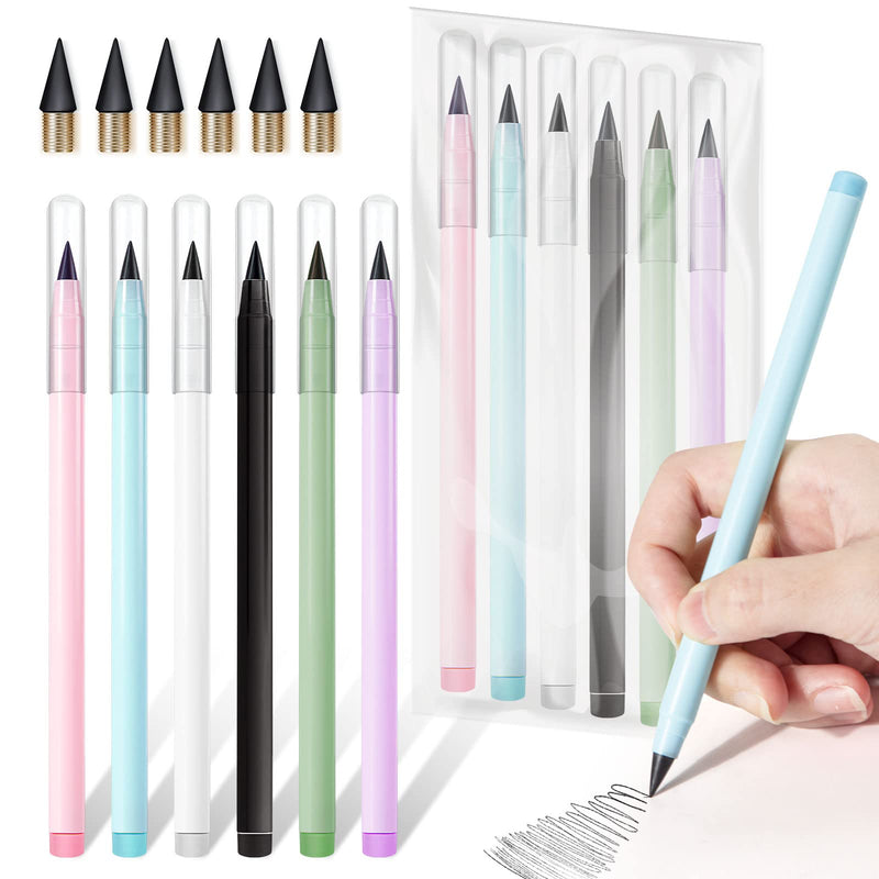  [AUSTRALIA] - Inkless Magic Pencil, Everlasting Pencils with Eraser, Cute Infinity Pencils for Drawing Painting Home Office School, 6 Magic Pencils & 6 Replaceable Pencil Stubs