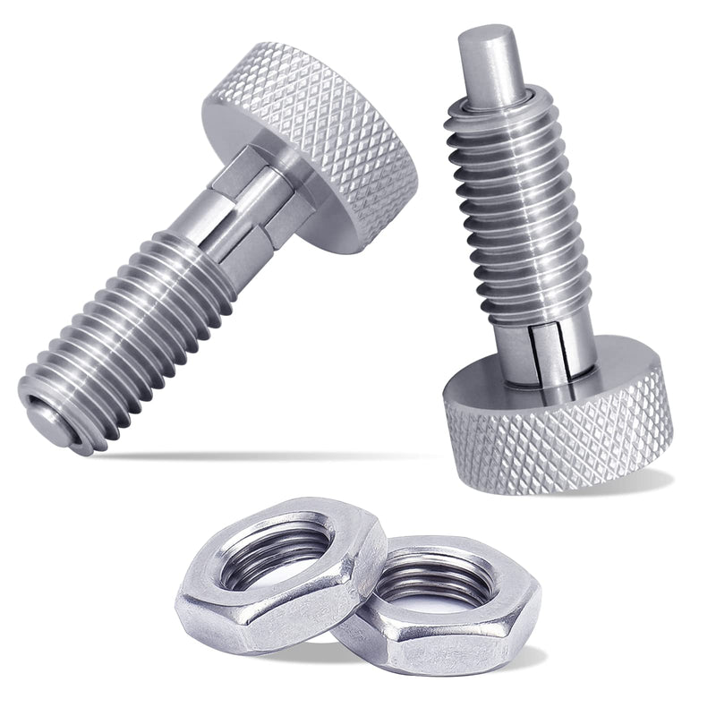  [AUSTRALIA] - 2 Pack Stainless Steel Lock Out M6 Type Hand Retractable Spring Plunger with Knurled Handle, 1/4"-20 Thread Size,0.50"Thread Length for Rolling Toolbox