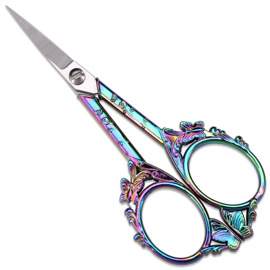  [AUSTRALIA] - YOUGUOM Sewing Embroidery Scissors – Small Vintage Sharp Detail Shears for Craft, Artwork, Needlework Yarn, Handicraft DIY Tool, Thread Snips, 4.7in Rainbow Butterfly Style