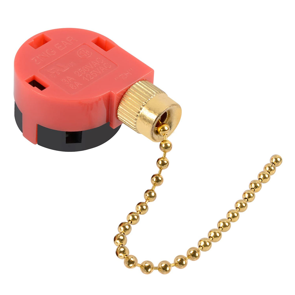  [AUSTRALIA] - Ceiling Fan Switch,ZE-268s1 3 Way 4-Wire Fan Switch Replacement Speed Control Pull Chain Switch Compatible with Hunter Ceiling Fan Light (Brass chain) Brass