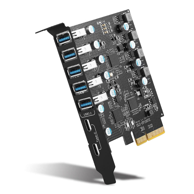  [AUSTRALIA] - PCIe USB 3.2/3.1 Gen 2 Card USB 7-Ports (2X USB C - 5 USB A) Expansion Card with 10 Gbps USB C PC Card Internal USB Port Cards for Windows 10/8/7 and Mac OS 10.8.2 Above