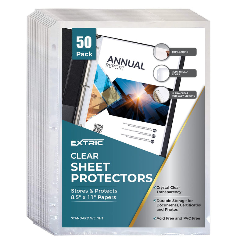  [AUSTRALIA] - Sheet Protectors | 50 Pack Page Protectors - Sheet Protectors for 3 Ring Binder, 8.5” x 11” 50 Count