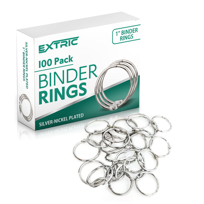  [AUSTRALIA] - Binder Rings, 1 Inch - 100 Pack Metal Rings, Heavy Duty Steel Book Rings - Use for Paper Rings, Key Rings, Binder Ring, Metal Rings for Index Cards Great for Home, School, and Office 1 Inch rings