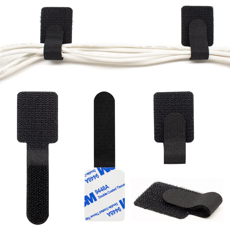  [AUSTRALIA] - 30 PCS Adhesive Cord Bundlers Cable Clips,Reusable Wire Organizer Clips,Adjustable Cord Holder,Hook & Loop Cable Management Ties for Wall,Desk,Car,Office and Home.(28x90 MM, Black) 28x90 MM