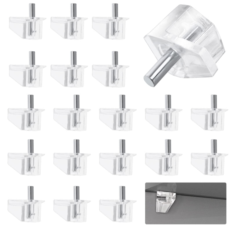  [AUSTRALIA] - Abeillo 3 mm or 1/8 Inch Shelf Support Pegs 20 Pcs Clear Plastic Support Pins Cabinet Shelf Pegs Clips Cabinet Shelf Support Pins Holder Pegs for Book Shelves, Furniture