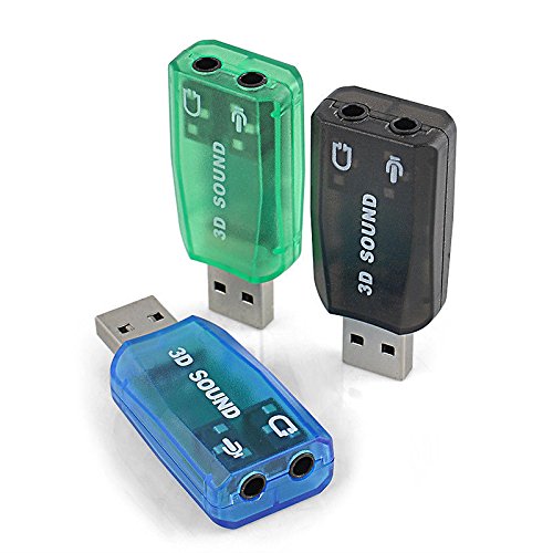  [AUSTRALIA] - VizGiz 3 Pack USB Sound Card Adapter 5.1 Channel 3D External USB to 3.5MM 1/8 Audio Jack Stereo Headset Mic Microphone Headphone Earphone Plug and Play for Raspberry Pi Windows Mac Linux PC Computer