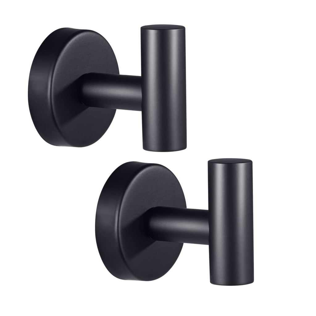  [AUSTRALIA] - Towel Hooks Bathroom Hook Wall Towel Hooks, Stainless Steel Heavy Duty Door Hanger Towel Robe Clothes Cabinet Closet Hook for Bathroom Kitchen Garage Home Hotel, 2 Pack, Black