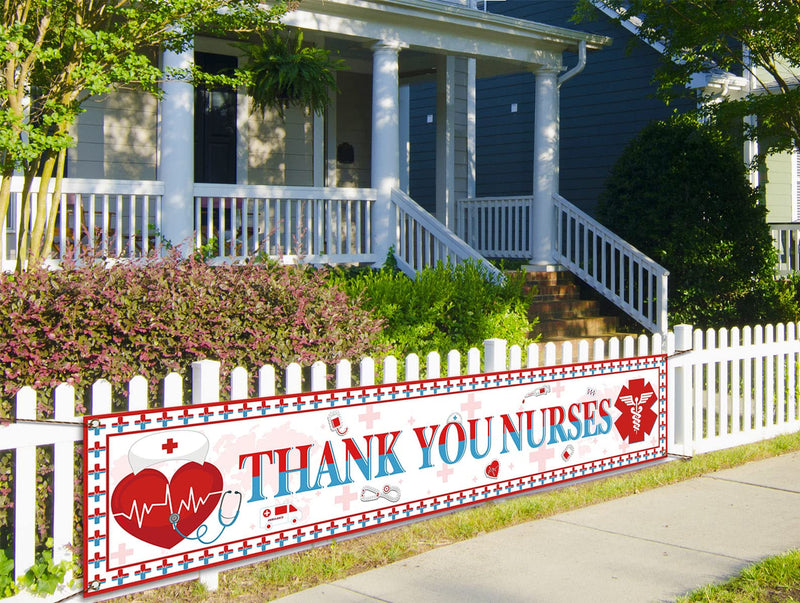  [AUSTRALIA] - Thank You Nurses Fence Banner Nurses Week Large Outdoor Banner Home Yard Office Hanging Sign Decoration