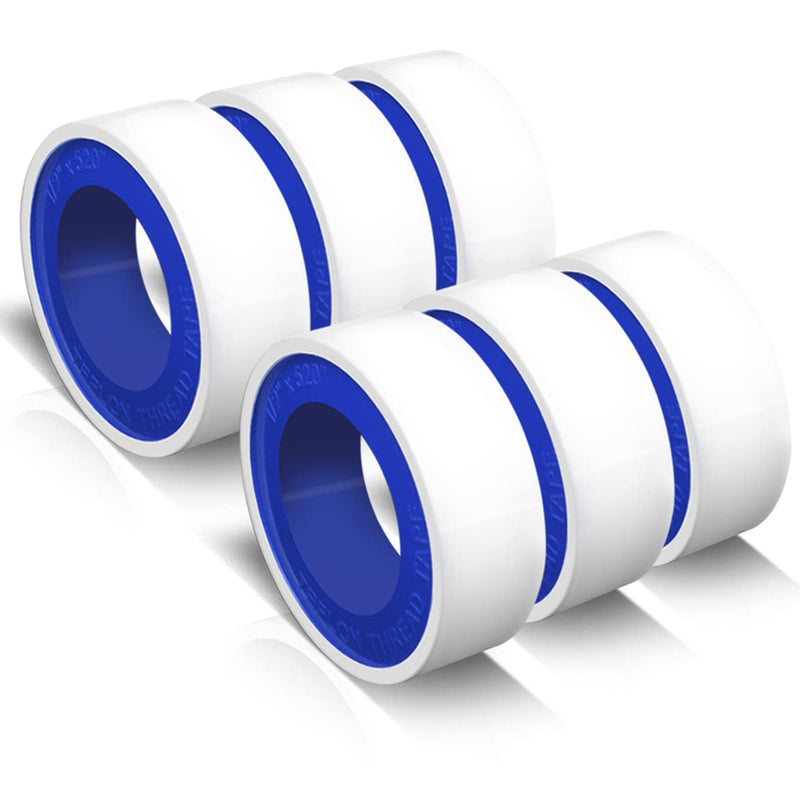  [AUSTRALIA] - 6 Rolls 1/2 Inch(W) X 520 Inches(L) Teflon Tape,for Plumbers Tape,Plumbing Tape,PTFE Tape,Thread Tape,Plumber Tape for Shower Head,Pipe Sealing,Thread Seal,White