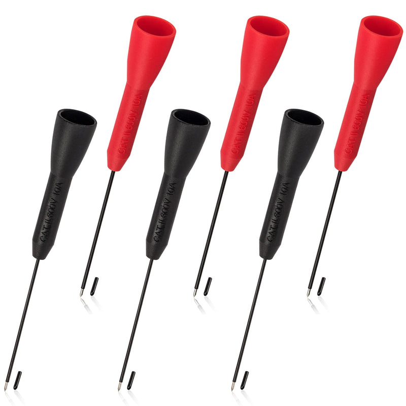  [AUSTRALIA] - ANCIRS 6 Pack 2mm Needle Test Probes, 600V/10A Non-Destructive Multimeter Test for Fluke Leads tl71 tl75- 3 Black & 3 Red