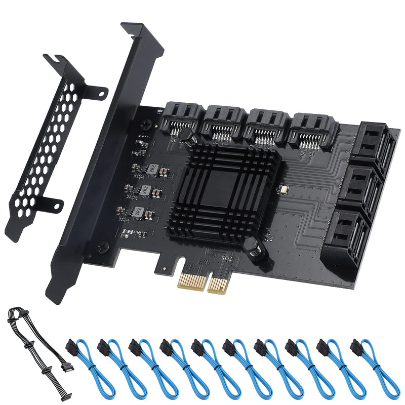  [AUSTRALIA] - ACTIMED PCIE SATA Card 10 Port with 10 SATA Cable, 6Gbps SATA 3.0 Controller PCI Express Expansion Card with Low Profile Bracket, Support 10 SATA 3.0 Devices,Compatible with Windows,MAC,Linux System PCIE to 10 Ports SATA