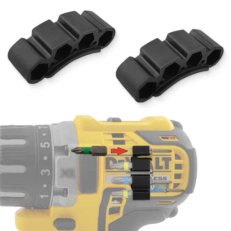  [AUSTRALIA] - 2 Pack Magnetic Bit Holster Attach to Drill,Powerful Adhesive Screw Driver Bits,Hex Screw Holder for Impact Driver,Hold 4 Drill Tips on Side of Drill, Save your working time,Drill Tool Sleeve 2 Pcs