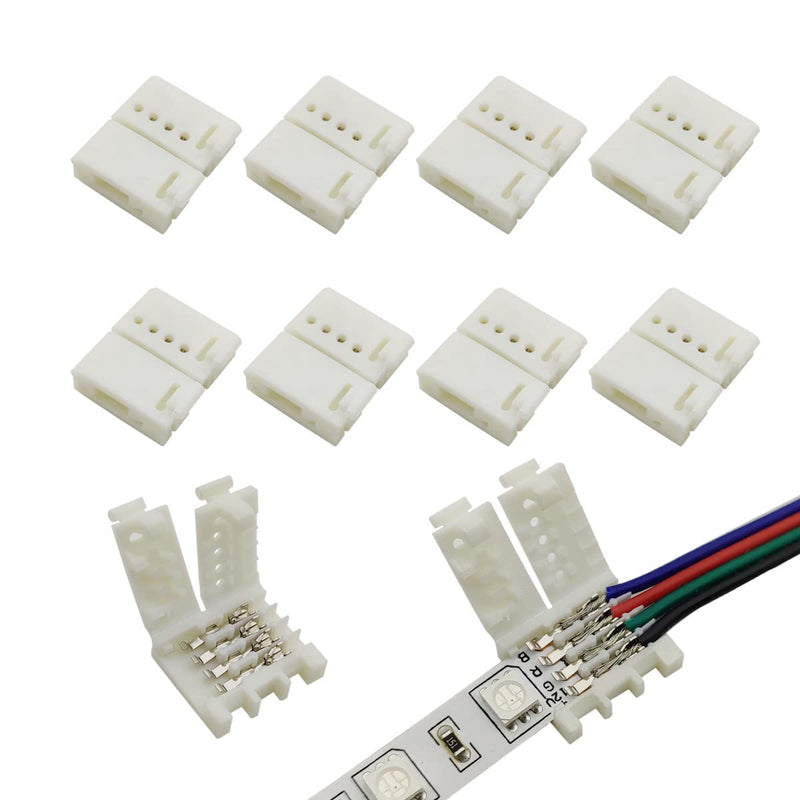  [AUSTRALIA] - 4 Pin RGB Led Light Strip Connectors 10mm Unwired Clips Solderless Adapter Terminal Strip to Wire Extension Connection for 12v Waterproof or Non-Waterproof 5050 Multicolor Led Strip Lights