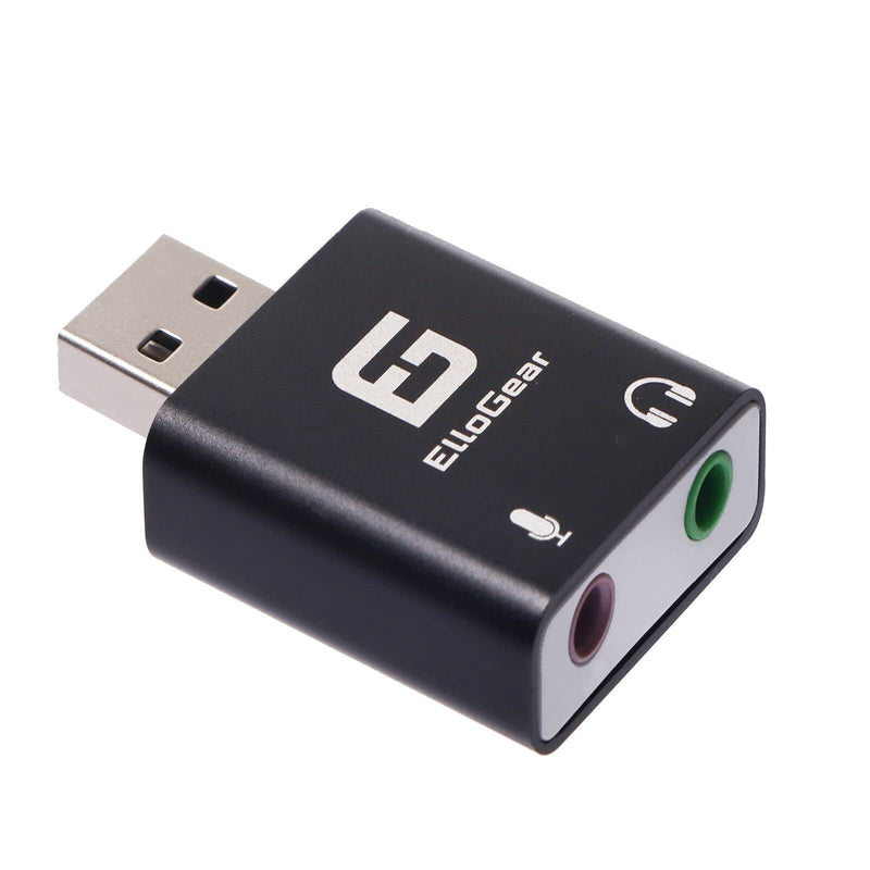  [AUSTRALIA] - ElloGear USB Audio Adapter with 2 3.5mm Input and Output Jacks, Add an External Stereo Sound Card to PC, Mac with Speaker and Microphone Jack