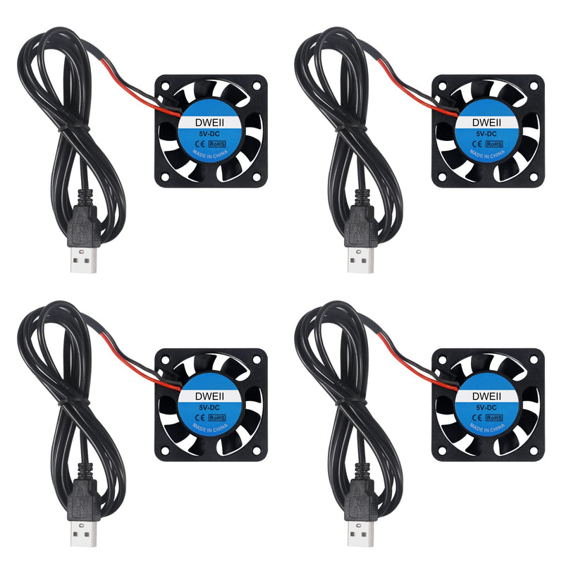  [AUSTRALIA] - DWEII 4-Pack 40mm x10mm DC 5V USB Brushless Cooling Fan, Oil Bearing 4010 Small Computer Fan