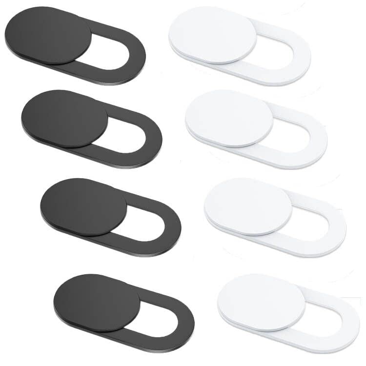  [AUSTRALIA] - Laptop Camera Cover Slide, [8 Pack] Ultra-Thin Webcam Cover Compatible with MacBook,Laptop,PC,Computer,iMac,iPad, iPhone Cell Phone etc. 0.022in Thick Web Blocker Protect Your Privacy and Security 4 Pack Black 4 Pack White