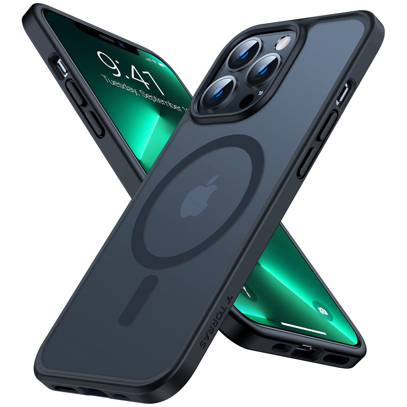  [AUSTRALIA] - TORRAS Magnetic Designed for iPhone 13 Pro Max Case, [Military Grade Drop Tested] [Compatible with MagSafe] Shockproof Translucent Hard Back Soft Slim Protective Case for iPhone 13 Pro Max, Black