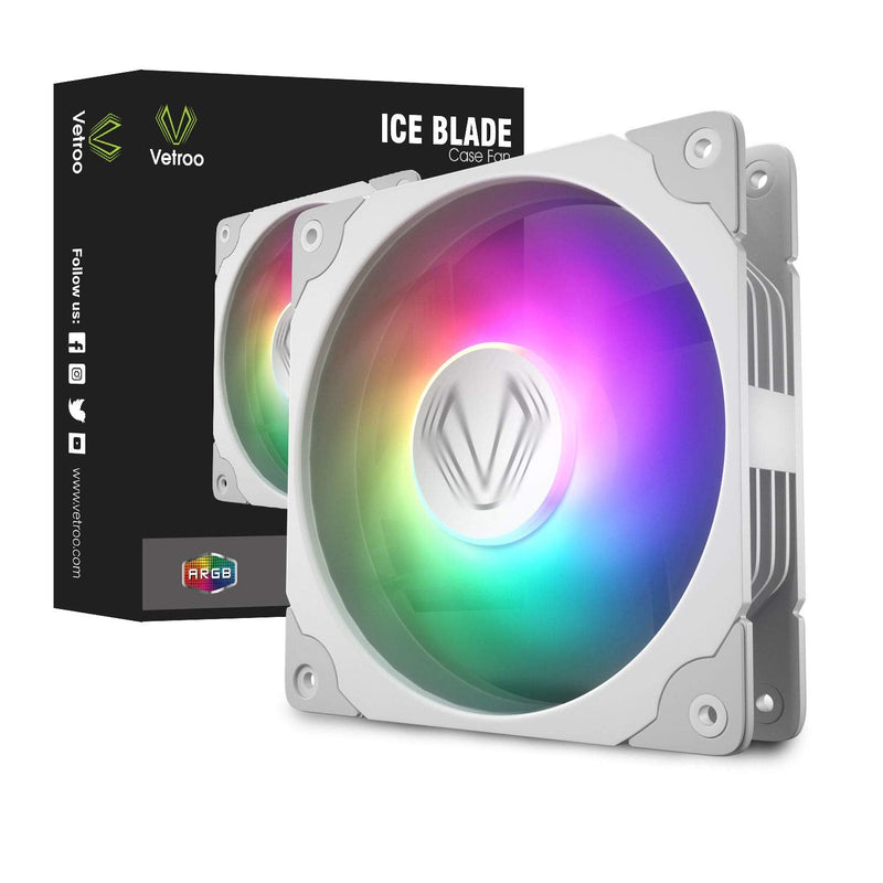  [AUSTRALIA] - Vetroo PC Case Fan, 120mm White High Airflow 5V 3-Pin ARGB & 4-Pin PWM Case CPU Cooling Fan White 1 Pack