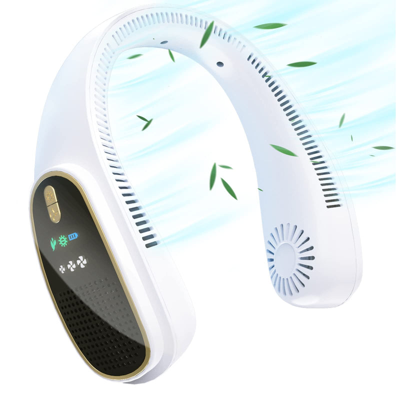  [AUSTRALIA] - Portable Neck Fan，4000mAh USB Rechargeable Personal Fan,3 Speeds 83 Air Outlet 360° Cooling Wearable Fan，Hand-free Neck Fan with Led screen for Women, Men, Office, Travel, Outdoor