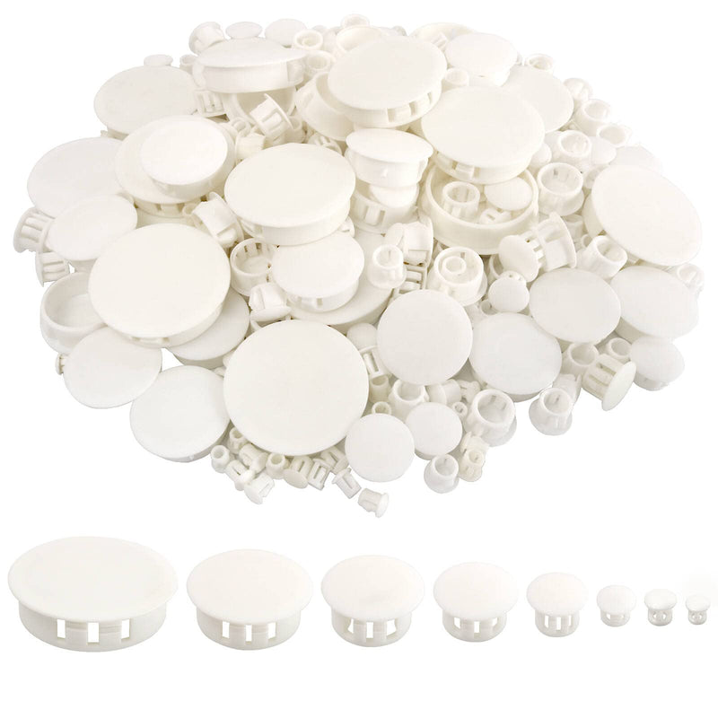  [AUSTRALIA] - 320Pcs 8 Sizes White Plugs Hole Plastic Hole Plugs Hole Round Plugs, Plastic Hole Cover Snap in Locking Hole Plugs for Kitchen Cabinet Furniture (3/16“, 1/4“,5/16“, 3/8“,1/2“, 5/8“, 1“, 11/2“)