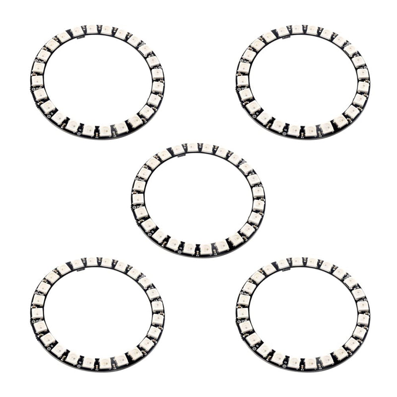  [AUSTRALIA] - DIYmall 24 Bits RGB LED Ring 24 X WS2812B WS2812 5050 Lamp Light with Integrated Drivers, Full Color Light Addressable Ring for Arduino Raspberry Pi ESP32 (Pack of 5pcs)