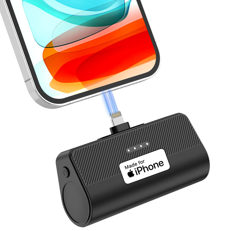  [AUSTRALIA] - Portable Charger for iPhone【MFi Certified】 KKD 5000mAh Mini Fast Charging Power Bank Small Battery Charger for iPhone 14/14 Pro Max/13/13 Pro Max/12/12 Pro Max/11/11 Pro Max/SE/XR/XS/X/8/7/6 Black