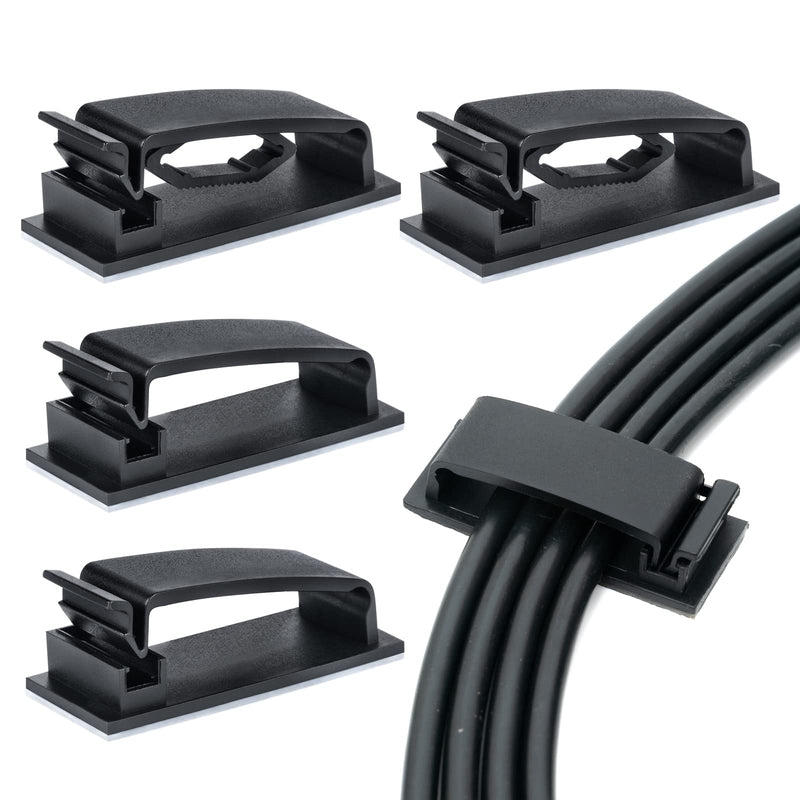  [AUSTRALIA] - Cable Clips 50Pcs, Self Adhesive Cable Management Clips, Cord Organizer Wire Clips Cord Holder for Appliances PC Wall Ethernet Cable Under Desk Nightstand Home Office Car (Black)