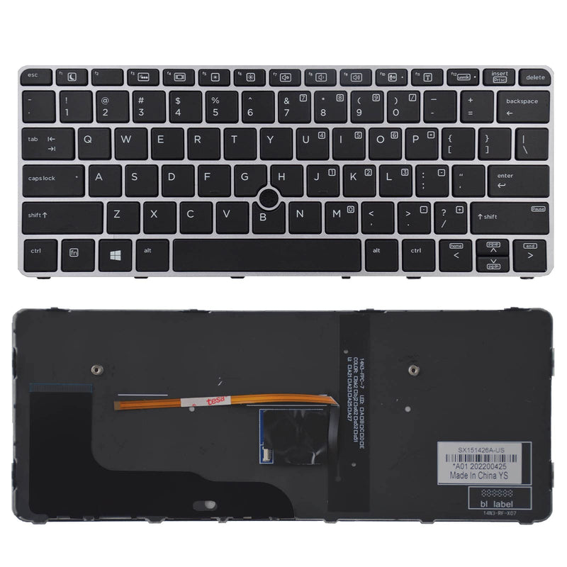  [AUSTRALIA] - SUNMALL Replacement Keyboard with Backlit and Trackpoint Compatible with HP EliteBook 725 G3 725 G4 820 G3 820 G4 828 G4 826631-001 815391-001 with Silver Frame US Layout