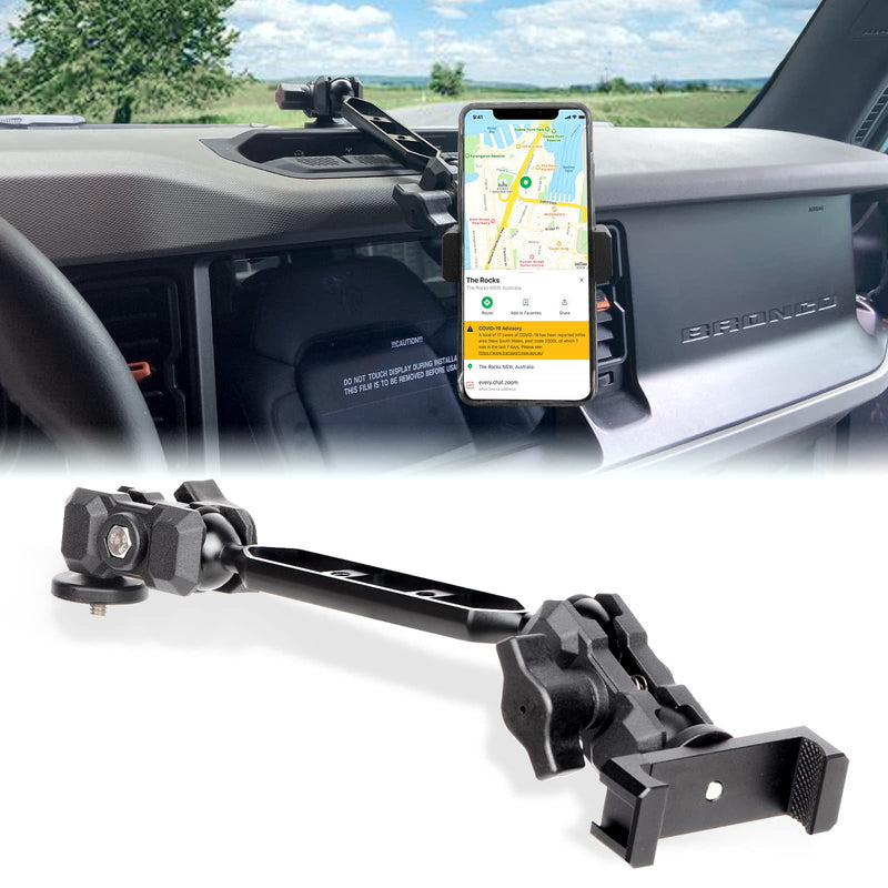  [AUSTRALIA] - Maiker Dashboard Phone Holder Mount, Anti-Shake Stabilizer Custom Adjustable Cell Phone Holder for Ford Bronco Accessories 2021 2022 phone mount
