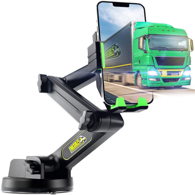  [AUSTRALIA] - Truckules Truck Phone Mount For Truck, Heavy Duty Cell Phone Holder for Truck Dashboard Windshield 16.9" Long Arm, Super Suction Cup & Stable, Compatible with iPhone & Samsung, green, commercial truck