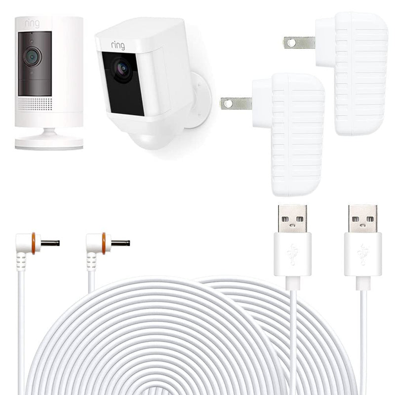  [AUSTRALIA] - KAROTTO 16Ft Charging Cable with Adapter for Ring Camera,Ring Power Cord for Ring Stick Up Cam Battery,Ring Spotlight Cam Battery -2PACK