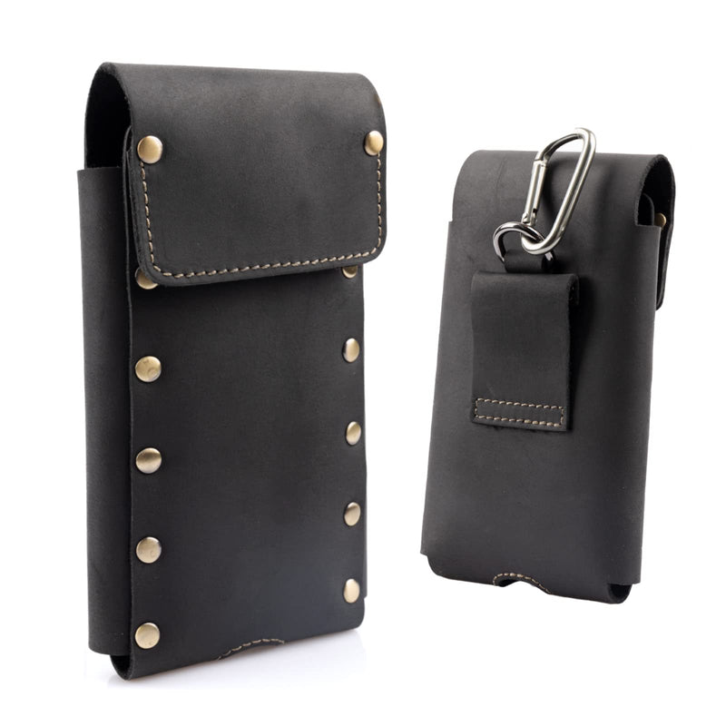  [AUSTRALIA] - Topstache Leather Phone Holster,Samsung S22 Ultra Belt Holder, iPhone 13 Pro Max Case for Belt,Universal Phone Pouch with Belt Clip,Leather Phone Holster for Otterbox Case, Flip Cellphone Sheath Black
